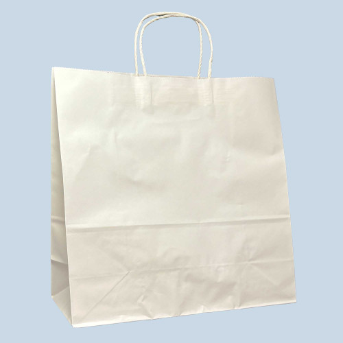 Universal 18" x 7" x 19" 40% Recycled Matte White Paper Shopping Bags Universal 18" x 7" x 19" 40% Recycled Matte White Paper Shopping Bags
