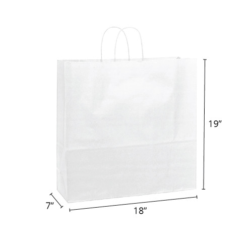 Universal 18" x 7" x 19" 40% Recycled Matte White Paper Shopping Bags