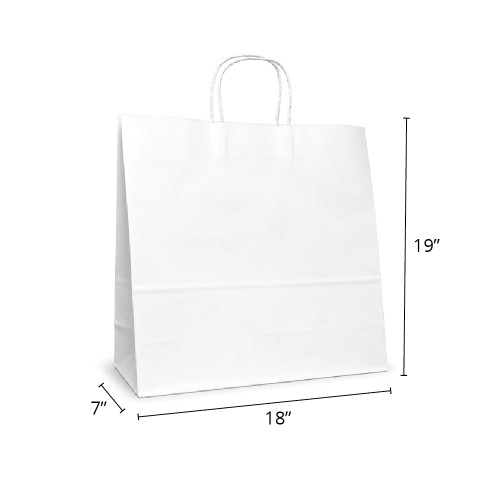 Universal 18" x 7" x 19" 40% Recycled Matte White Paper Shopping Bags