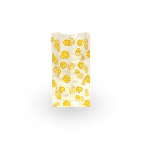 1 lb. Gusset 1.2 mil Yellow Swirl Polypropylene Cellophane Bags 3-1/2"x2"x7-1/2"