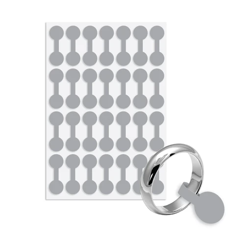 Small Silver Shark Skin Dumbbell Labels - 1-3/8" long x 1/2" diam.