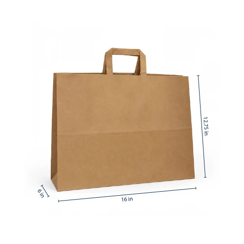 Fashion 16" x 6" x 12-3/4" 100% Recycled Flat Handle Paper Bag