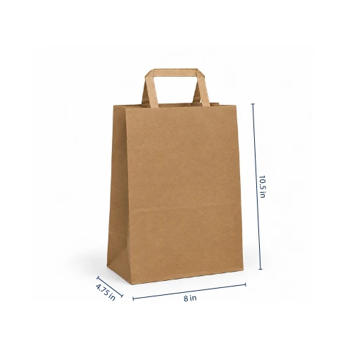 Petite 8" x 4-3/4" x 10-1/2" 100% Recycled Flat Handle Paper Bag