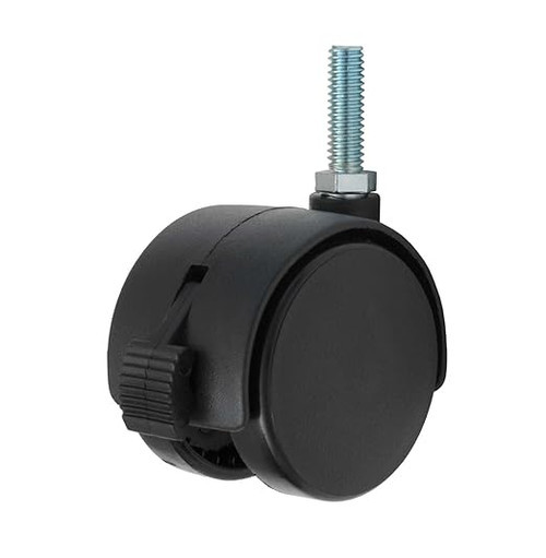 2" Black Twin Wheel Caster with lock - 3/8" stem 2" Black Twin Wheel Caster with lock - 3/8" stem