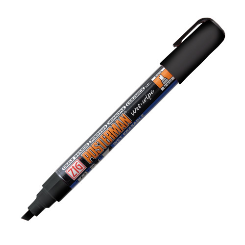 Black 1/4" Zig Water Soluble Wet-Wipe Marker
