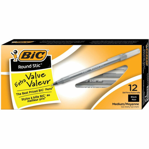 Bic Round Stick Black Medium Pens