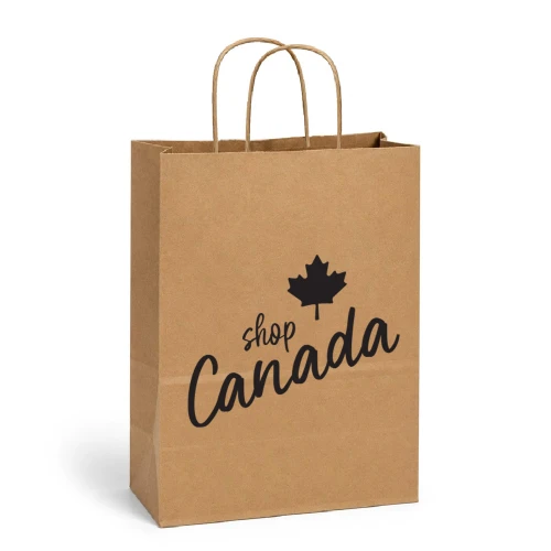 Petite 8"x4"x10" 100% Recycled Kraft  Shop Canada Paper Shopping Bag