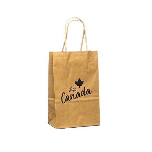 Prime 5"x3"x8" 100% Recycled Kraft Shop Canada Paper Shopping Bag