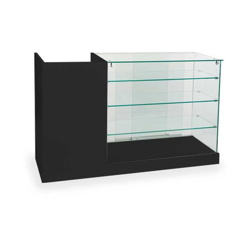 Premium Frameless 60"w x 20"d x 38"h Tempered Glass Showcase Cash Desk Combo