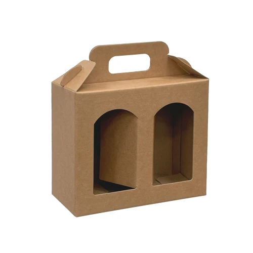 2 Window Jar Carrier Box - Natural Kraft  - Tall