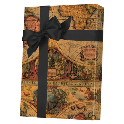 24" x 833' Antique Maps Gift Wrap
