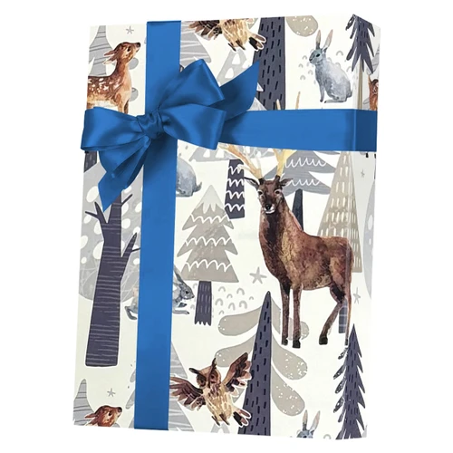 24" x 833' Snowy Country Forest Gift Wrap