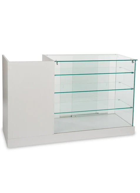 Premium White Frameless 60"w x 20"d x 38"h Combo  Showcase