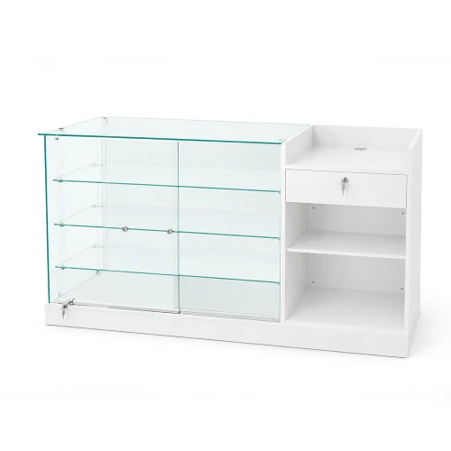 Premium White Frameless 60"w x 20"d x 38"h Combo  Showcase