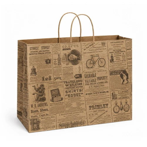Fashion 16"x6"x12" Newsprint Paper Shopping Bags