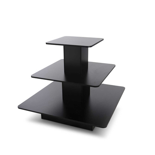 Black Melamine 3 Tier Square Display Table