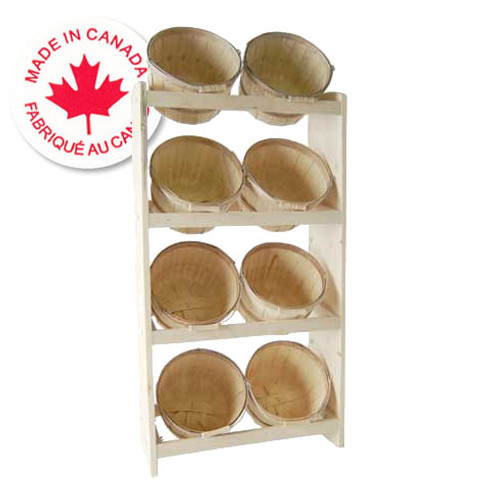 Wood Floor Display includes 8 one peck natural baskets with handles Wood Floor Display includes 8 one peck natural baskets with handles