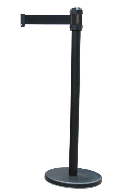 Retractable Black Stanchion with 6-1/2 ft. Belt