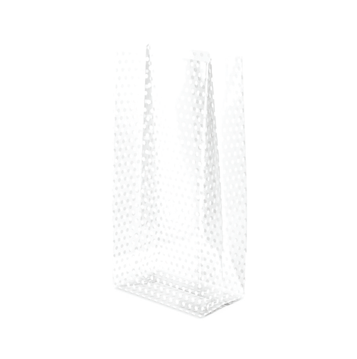 1 lb. Gusset 1.2 mil White Dot Small Polypropylene Cellophane Bags 3-1/2"x2"x7-1/2"