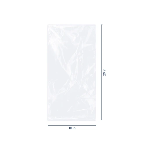 10" x 20" 1.2 mil Clear Polypropylene Cellophane Bags - No Gusset