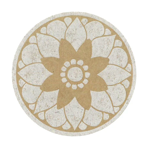 2" Kraft and White Flower Medallion Round Labels