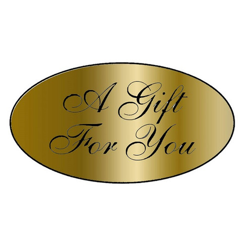 Metallic Gold A Gift For You Oval Labels