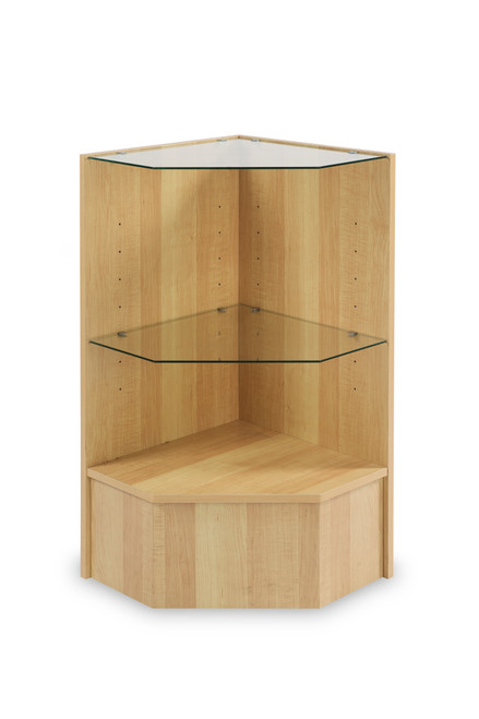 Maple Pentagon Corner Showcase with Glass shelves Maple Pentagon Corner Showcase with Glass shelves