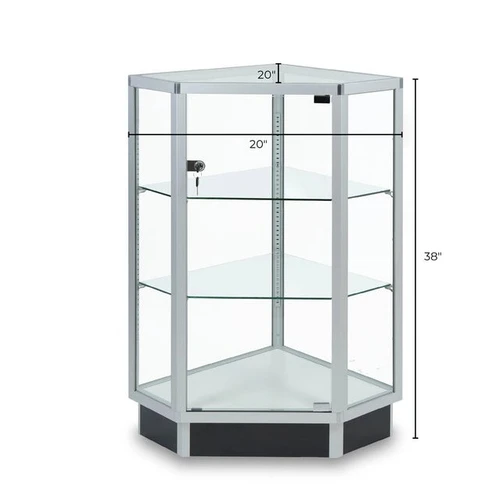 Extra Vision Corner Showcase with Locking Door - 38"h x 20"square