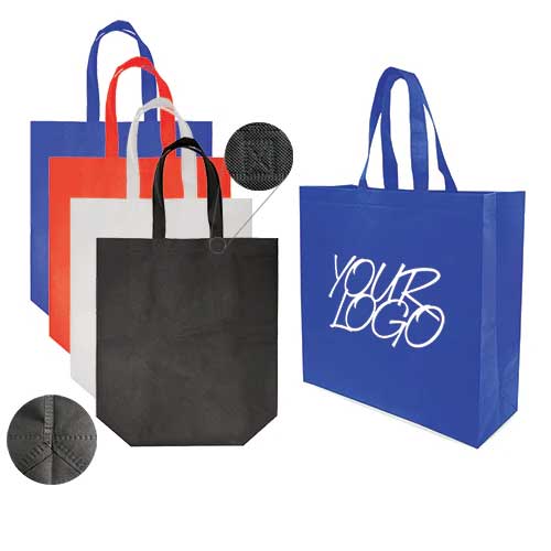 Custom Printed Non-Woven Polypropylene Square Bottom Bags - Minimum 500 Bags