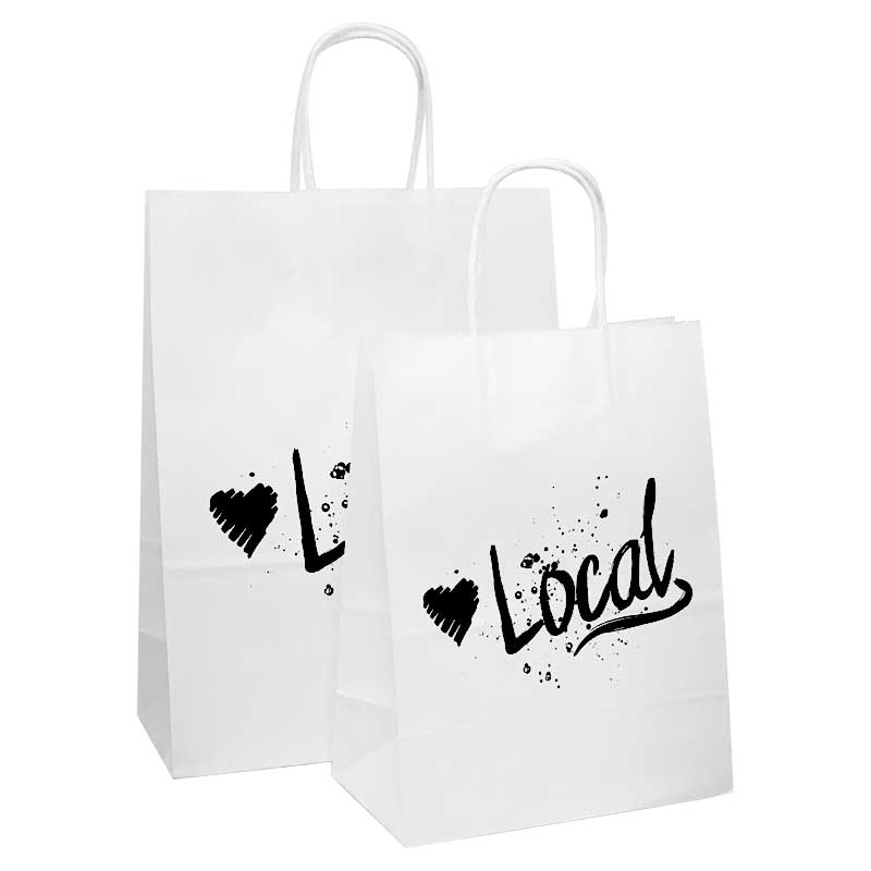 Love Local™ White Paper Shopping Bags Prime 5