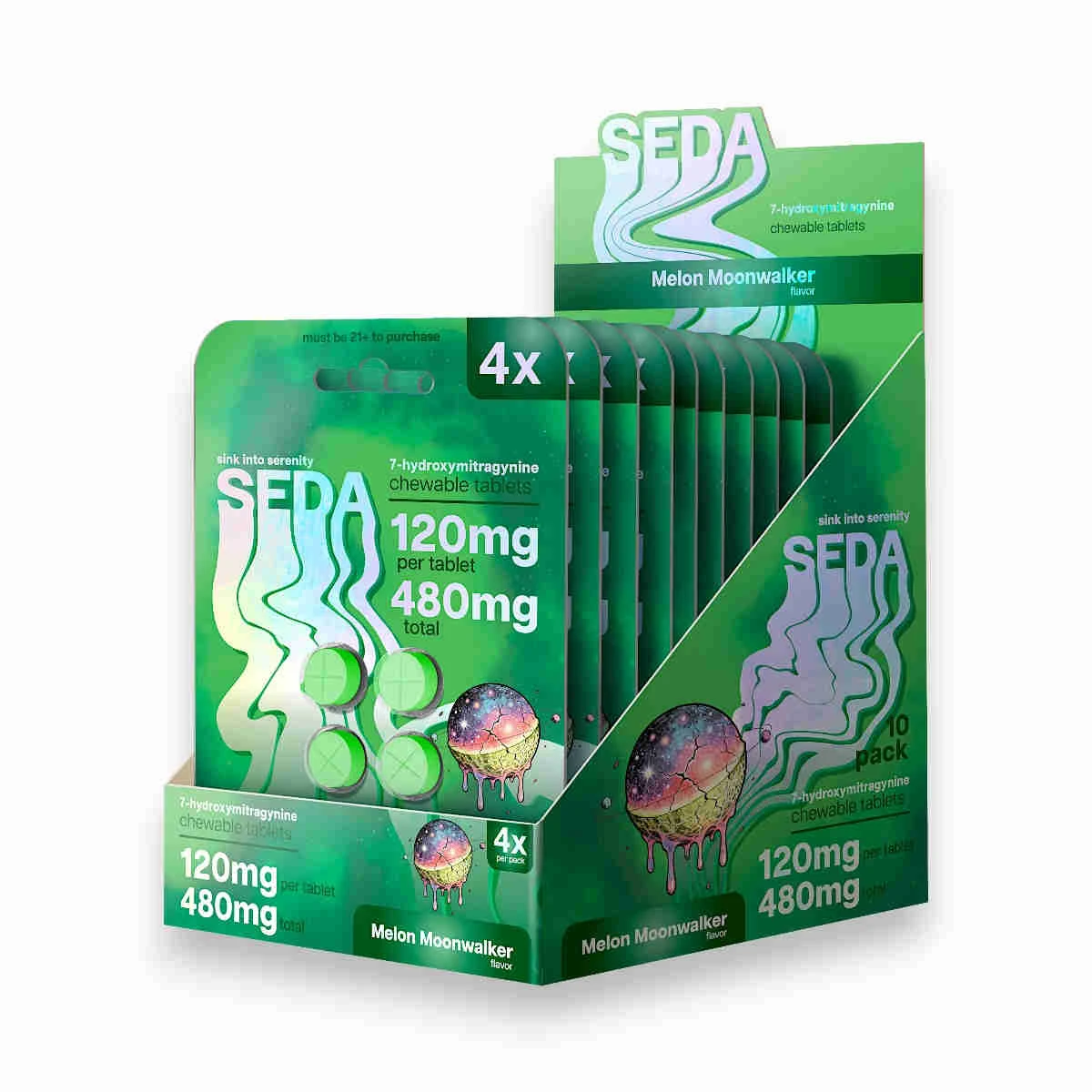 Melon Rag Seda 7-hydroxymitragynine Chewable Tablet Melon Moonwalker 120mg Per Tablet