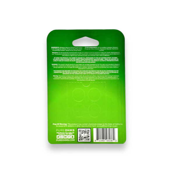 Pure Ohms 7-Hydroxymitragynine Pseudo Tablet | 4 Tablets | Back