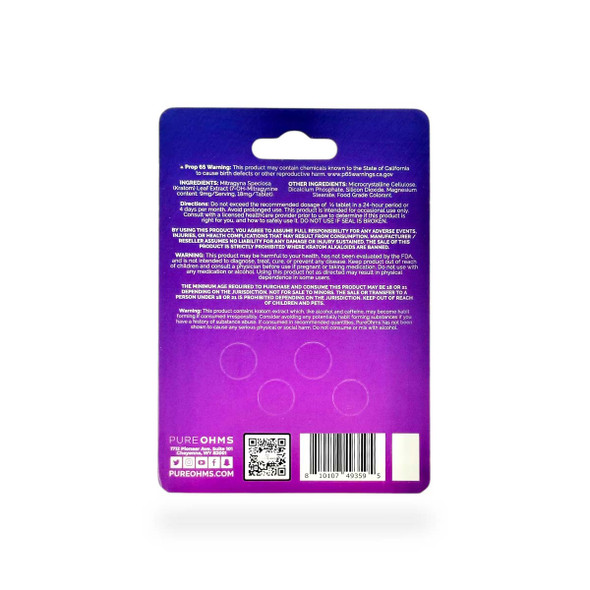 Pure Ohms 7-Hydroxymitragynine Tablet Sweet Grape | 4 Tablets | Back
