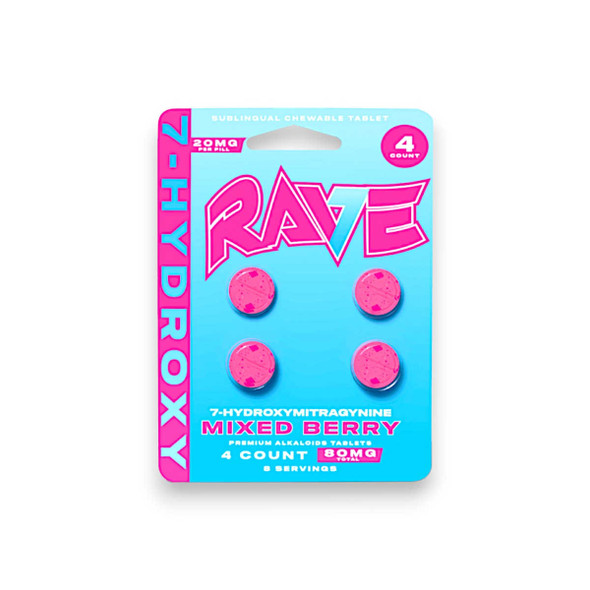 Rave 7-Hydroxy Tablets Mixed Berry 80mg | 4 Tablets
