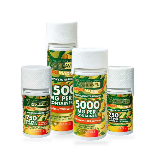 7 O'Heaven 7-hydroxymitragynine Kratom Extract Tablets Mango Madness 50mg Per Tablet| Set