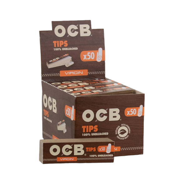 OCB Virgin Unbleached Rolling Tips 50ct Pack