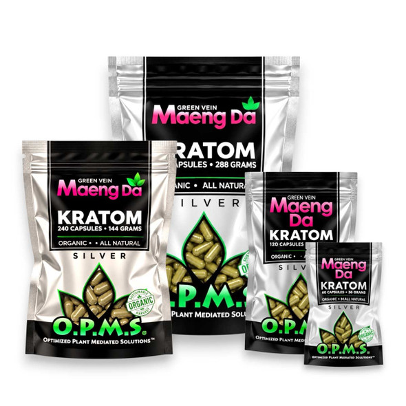 OPMS Silver Maeng Da Kratom Capsules Green Vein | Set