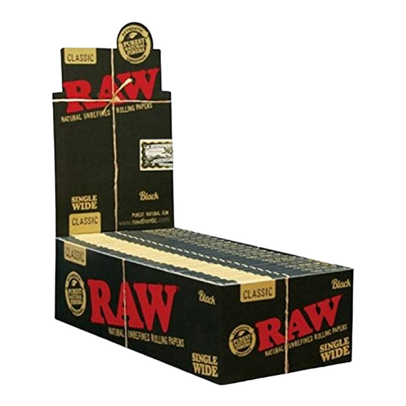Raw Classic Black Single Wide Rolling Papers  Pack