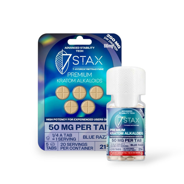 7 Stax 7 Hydroxymitragynine Tablets Blue Razz 50mg Per Tablet | Set