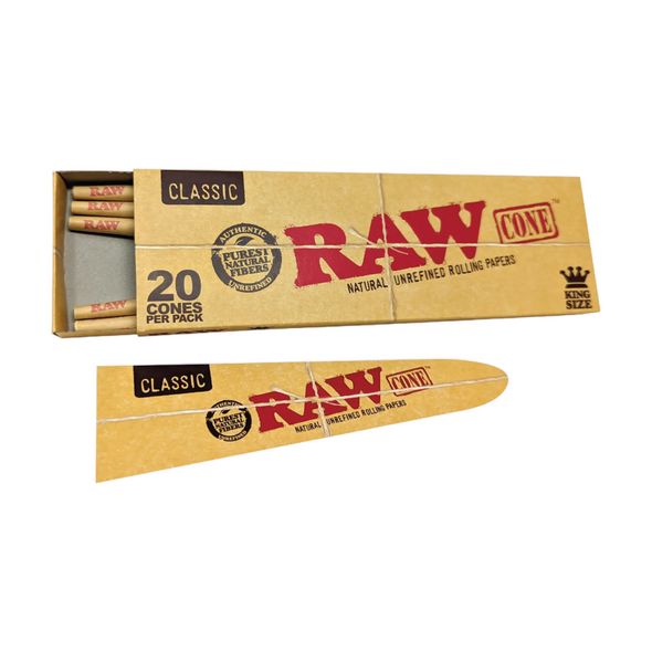 Raw Classic King Size Pre-Rolled Cones Box 20ct