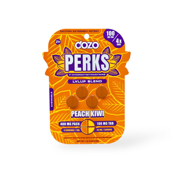 Dozo Perks Extreme Potency 7-OH LVLUP Peach Kiwi 100mg Per Tablet | 4 Tablets Dozo Perks Extreme Potency 7-OH LVLUP Peach Kiwi 100mg Per Tablet | 4 Tablets