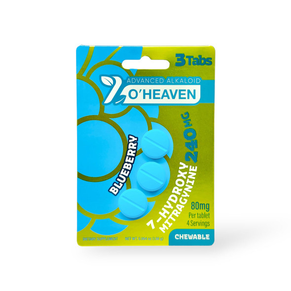 7 O'Heaven 7- Hydroxymitragynine Chewable Tablets Blueberry 80mg Per Tablet | 3 Tablets