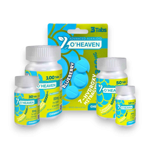 7 O'Heaven 7- Hydroxymitragynine Chewable Tablets Blueberry 80mg