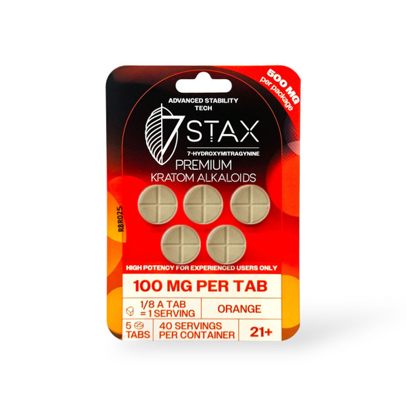 7 Stax 7 Hydroxymitragynine Tablets Orange 100mg Per Tablet | 5 Tablets
