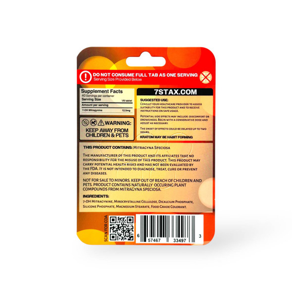7 Stax 7 Hydroxymitragynine Tablets Orange 100mg Per Tablet | 5 Tablets | Back