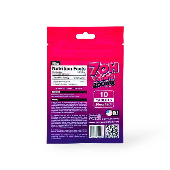 Maxxout 7-Hydroxy Tablets Blue Raspberry 20mg Per Tablet | Back Maxxout 7-Hydroxy Tablets Blue Raspberry 20mg Per Tablet | Back