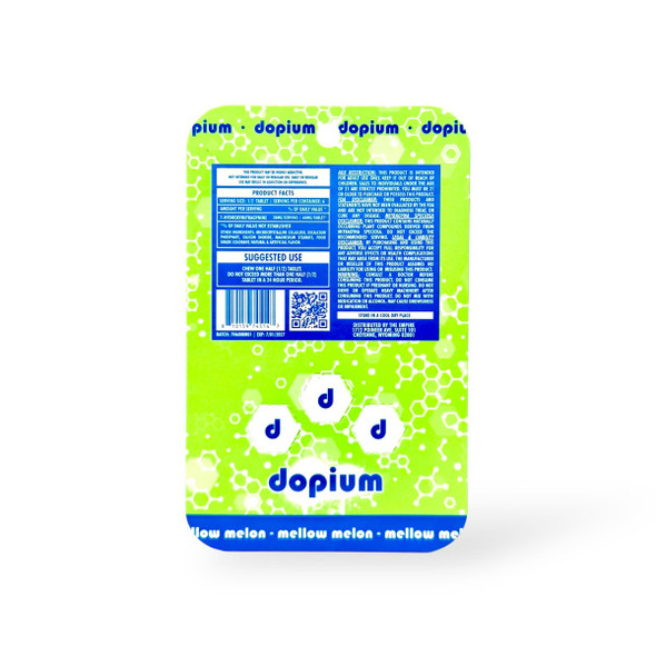dopium 7-Hydroxymitragynine Chewable Tablets Mellow Melon 60mg Per Tablet | 3 Tablets | Back