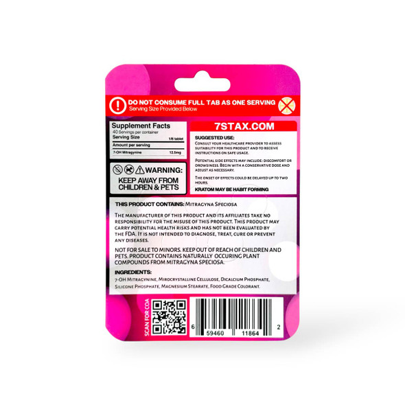 7 Stax 7 Hydroxymitragynine Tablets Raspberry 100mg Per Tablet | 5 Tablets