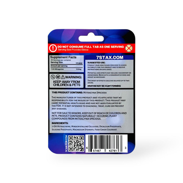 7 Stax 7 Hydroxymitragynine Tablets Grape 100mg Per Tablet | 5 Tablets | Back