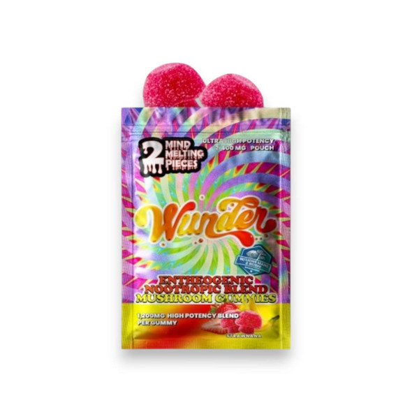 Wunder High Potency Blend Mushroom Gummies Strawnana 1,200mg Per Gummy | 2ct